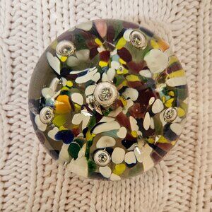 Vintage Art Glass Paperweight Millefiori Single Harlequin